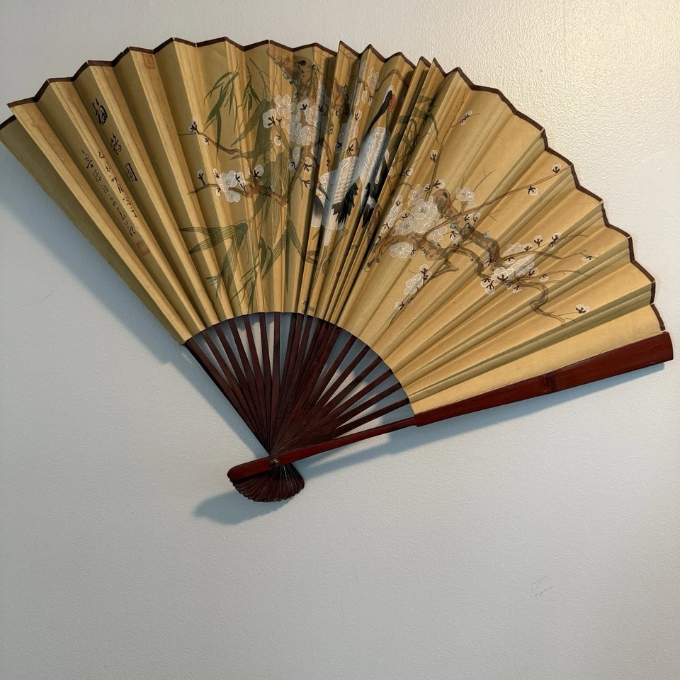 ~ 20x32 英寸 ~ 两件古董/复古日本水彩鸟花画墙艺术签名 — 第 1/4 张图片