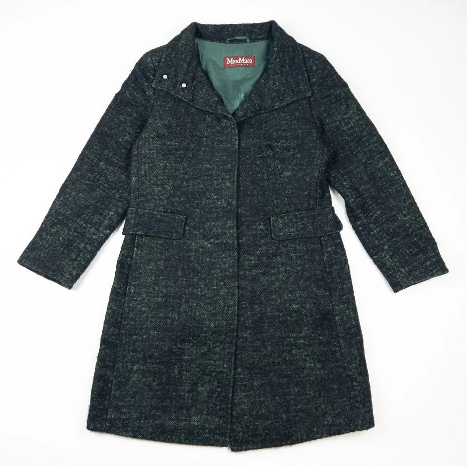 MaxMara Studio Wool Long Coat Women's US 4 Green Overcoat Made in Italy Mohair - Image 1 of 4