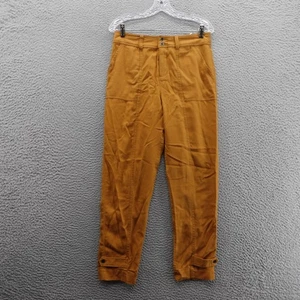 Pantaloni utility Garnet Hill lino tencel 4 marrone senape donna sostenibili casual - Foto 1 di 17