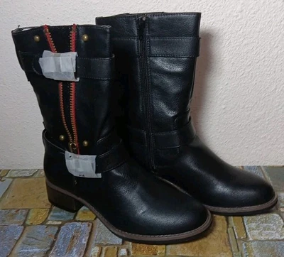 Women's Wild Pair Black Biker Style Boots Size 6.5M P6 - Image 1 of 4