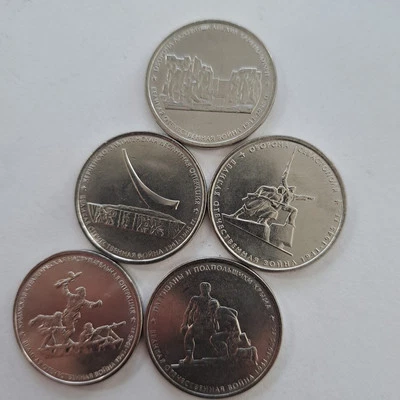 Russia 5 Rubles 2015 Coins WWII Battles in Crimeia ,set 5 pcs.#94A - Image 1 of 4