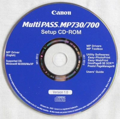 2003 CANON MultiPASS MP700 / MP730 Printer Setup CD-ROM Disc - Image 1 of 2