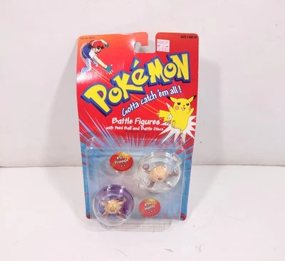 1999 Hasbro Pokémon Battle Figures #57 Primeape & #56 Mankey w/ Ball & Discs NIB - Imagem 1 de 3