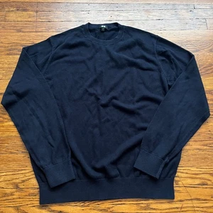 Uniqlo Men's Washable Cotton Long Sleeve Crewneck Sweater Navy Blue Size M - Picture 1 of 7