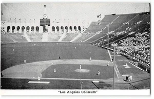 Scarce Baseball Coliseum LOS ANGELES, CA Dodgers Tinker 1950s Vintage Postcard - Picture 1 of 2