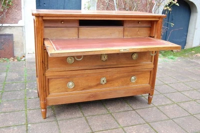 commode secrétaire d époque louis XVI  en noyer du 18e siécle - Photo 1/4