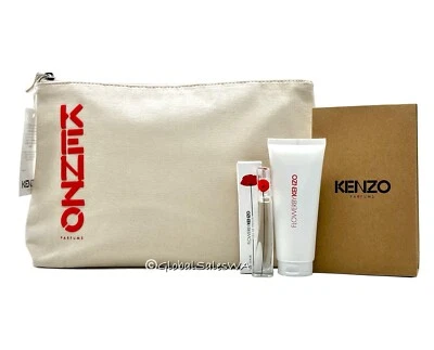 Flower By Kenzo Mini EDP Body Milk Canvas Bag Travel Pouch 3-Pc Travel Set - Image 1 of 4