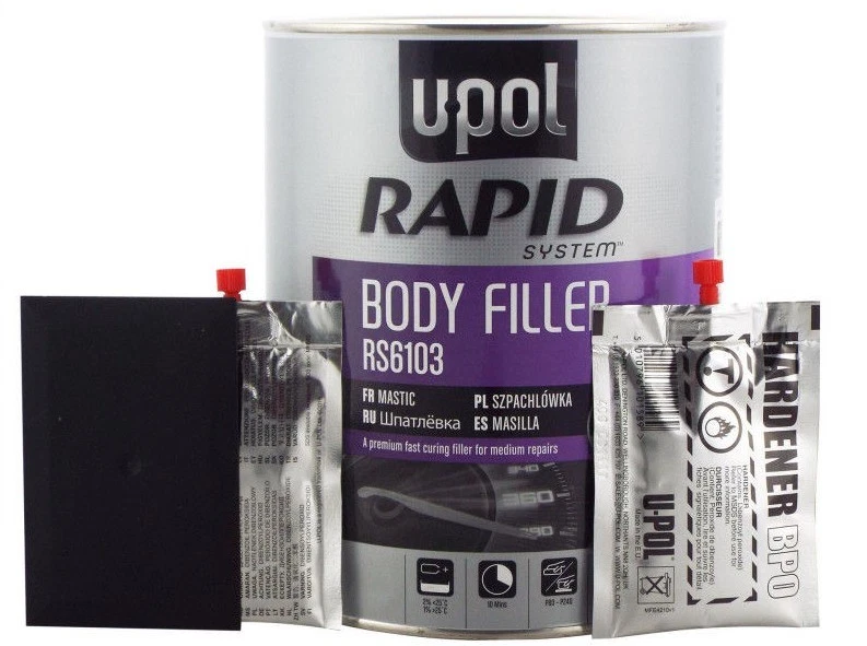 U-POL 4x UPol Ultra Fast Rapid System Premium Body Filler Repairs 3L 10 Min Cure Time