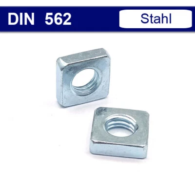 Vierkantmutter flach DIN 562 - Gleitmuttern niedrig Muttern verzinkt, M2,5 - M10 - Bild 1 von 2