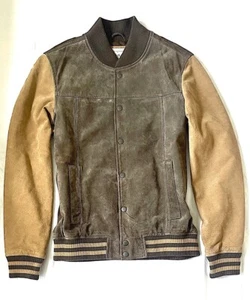 Men's Real Suede Leather River Island Bomber Jacket size small chest 38" - Picture 1 of 11