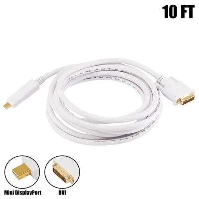 10FT Mini DisplayPort DP Male to DVI Male Cable Mac Monitor 32AWG Gold Plated - Image 1 of 2