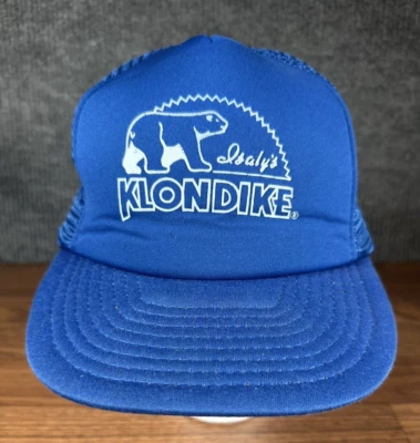 Vtg Klondike Ice Cream Mesh Trucker Hat Cap Blue Dairy Advertising Thunderbird - Image 1 of 4