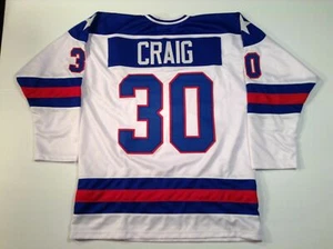 Jim Craig 1980 Miracle On Ice USA Hockey White UNSIGNED CUSTOM Jersey M to 2XL - Picture 1 of 2