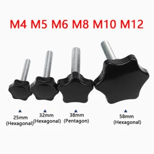 Thumb Screws Hand Knob Bolts Plastic Hexagonal/Pentagon Head M4 M5 M6 M8 M10 M12 - Picture 1 of 12