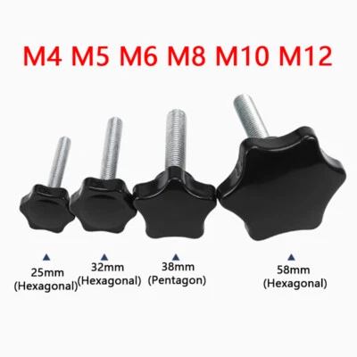 Thumb Screws Hand Knob Bolts Plastic Hexagonal/Pentagon Head M4 M5 M6 M8 M10 M12