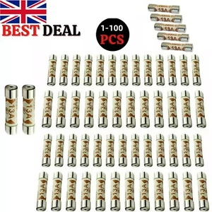 1-100 x 13A Domestic Fuses Plug Top Household Mains 13amp Cartridge Fuse - Picture 1 of 26