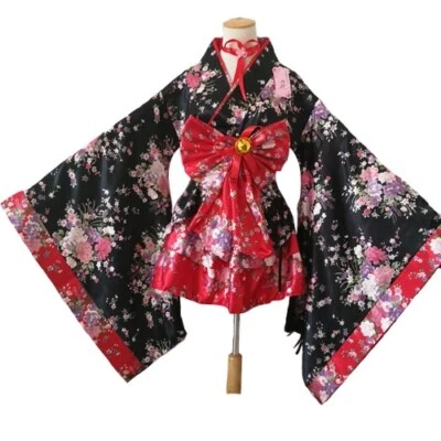Sakura Anime Costume Japanese Kimono Vintage Original Tradition Silk Yukata  - Imagem 1 de 4