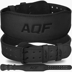AQF 7mm Leather Weight Lifting Belt 4" Padded Lumbar Back Support Gym Fitness - Picture 1 of 21