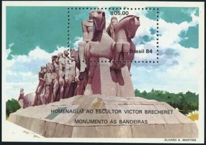 Brazil 1900,MNH.Michel 2019 Bl.63. Flags-Sculpture,by Victor Brecheret.1984. - Picture 1 of 1