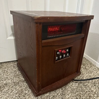 Intertek Infrared Heater 1500w LS1000HH Space Heater Oak Cabinet Caster Wheels - Image 1 of 4