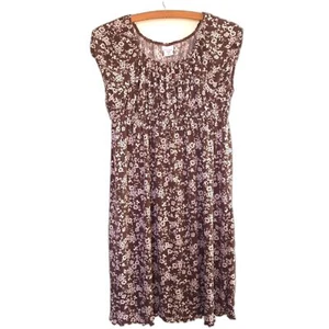 Xhilaration Ditsy Floral Babydoll Dress Brown Puff Sleeves Y2K Cottage Milkmaid - Picture 1 of 5