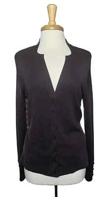 Venini Cardigan Sweater Size Large L Chocolate Brown Unique Neck viscose EUC - Image 1 of 4