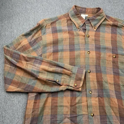 The Territory Ahead 格子衬衫纽扣长袖男式大号橙色紫色 — 第 1/4 张图片
