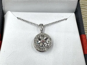 NIB Vintage 18” Sterling Silver 925 Genuine Diamond Infinity Pendant - Picture 1 of 9