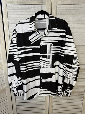 Men’s Long Sleeve Black And White Zara Dress Shirt Size 42 NWOT - Image 1 of 4