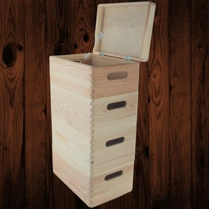 Juego de cajas de almacenamiento de madera de 4 niveles cajas apilables con tapa modular de pino 30x20x53,5 cm - Imagen 1 de 12