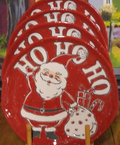 4 Spectrum Designz Christmas SANTA Plates 8"  HO HO HO New - Picture 1 of 4