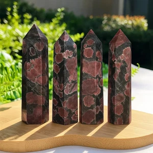 Obelisco granato astrofillite naturale pietra preziosa torre cristallo guarigione decorazione casa - Foto 1 di 5