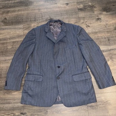 Blazer de Colección American Craftsmen Para Hombre Abrigo Deportivo Gris Azul Rayas Traje Chaqueta L Foto 1 de 4