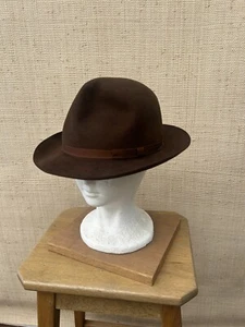 Vtg Jack & Co Hatters fine fur Felt Mink Beaver England Sz 7 1/4 54 Hat Brown - Picture 1 of 14