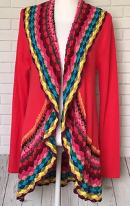 Cárdigan Double Zero Mujer Frente Abierto Multicolor Algodón Crochet Volantes Ribete Med - Imagen 1 de 8