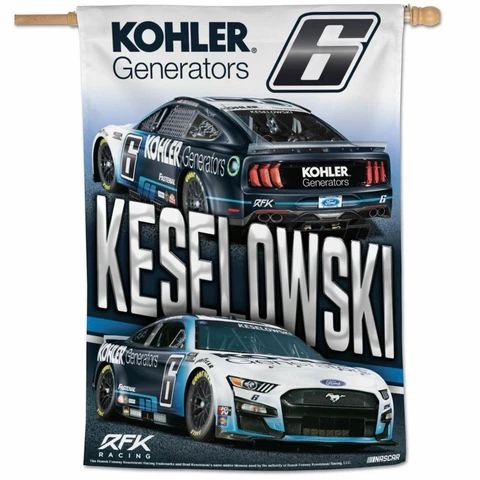 Brad Keselowski 2022 Wincraft #6 Kohler Generators 28x40 Vertical Flag FREE SHIP Cover