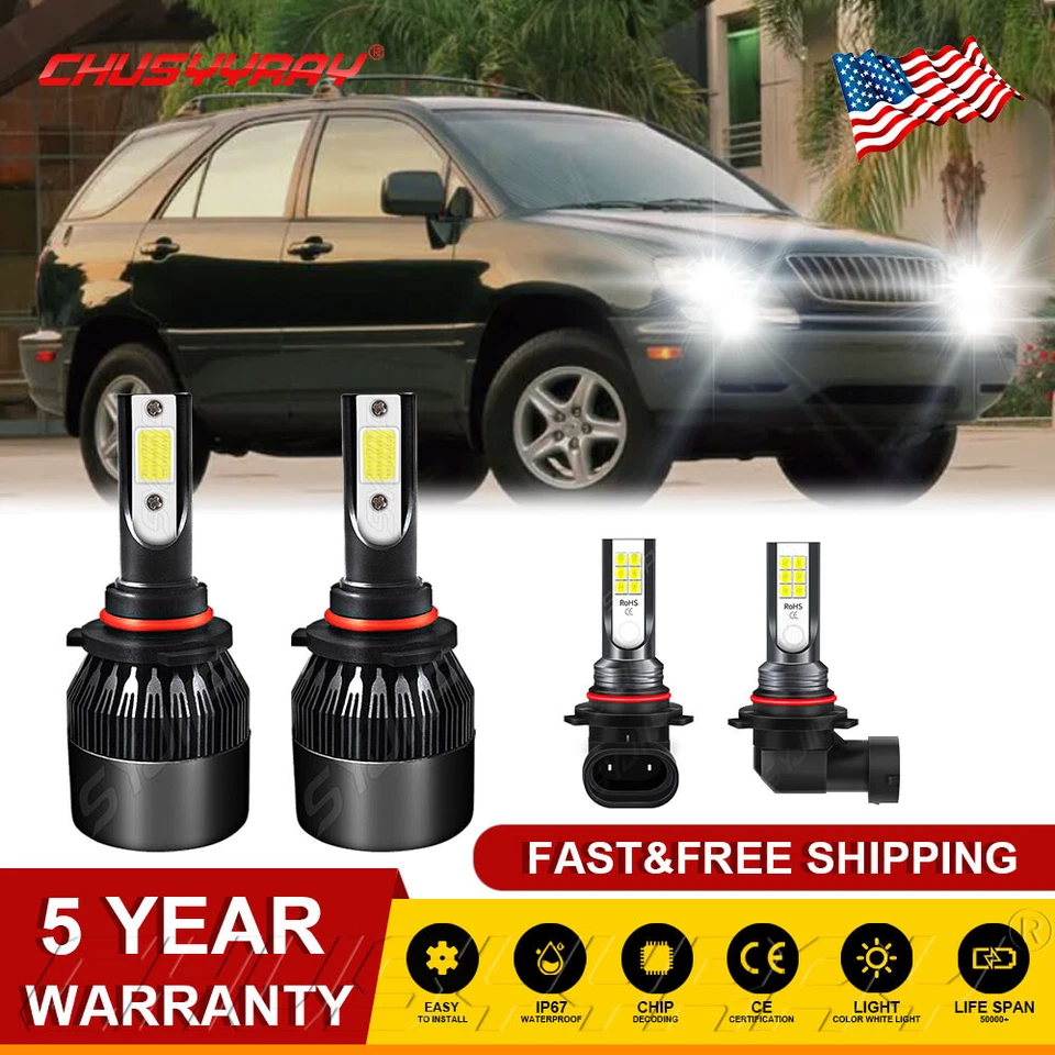 For Lexus RX300 1999 2000 - 2003 Combo LED Headlight High beam + Fog Light Bulbs - Image 1 of 4