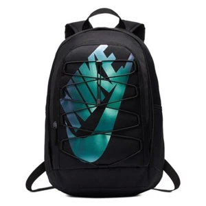 Nike Classic School Backpack Travel - Black with Metallic Blue Logo - Picture 1 of 5