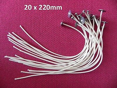 20 X 220mm Long Pre Waxed Wicks For Candle Making With Sustainer`s • 2.54€