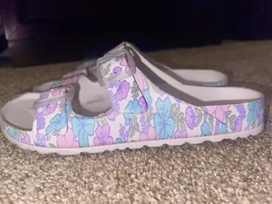 ALOHA ISLAND WOMENS LADIES PURPLE FLOWER PRINT FOAM SANDALS SHOES SIZE 9 - Picture 1 of 6