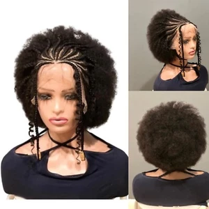Peluca afro trenzada Cornrow. Peluca de pelo humano con pelo de bebé tal y como en la foto. - Imagen 1 de 7
