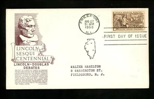 US FDC #1115 Anderson M-1 1958 Freeport IL Abraham Lincoln - Douglas Debates - Picture 1 of 2