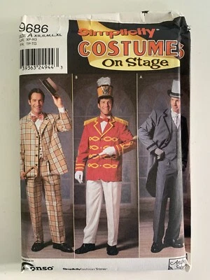 Disfraces de simplicidad sin cortar en el escenario patrón 9686 para hombre XS S M L XL Music Man Foto 1 de 3