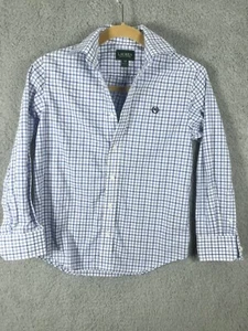 Lauren Ralph Lauren Shirt Boys 12 Blue Gingham Check long Sleeve Cotton Dress - Picture 1 of 5