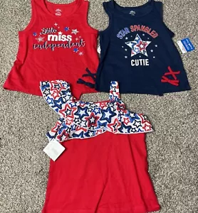 Toddler 4th Of July Girls 3 Shirts Size 4t Shirts USA NWT - Picture 1 of 7