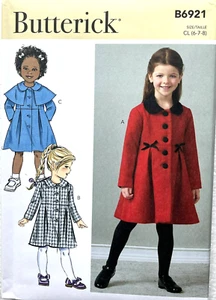 Butterick Pattern B6921 Children's Coat Assorted Styles Sizes: 6, 7, 8 - Picture 1 of 2