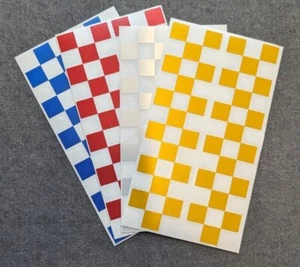 190MM x 100MM SHEET REFLECTIVE CHECKERED STICKERS - CHOOSE YOUR COLOUR - Picture 1 of 5