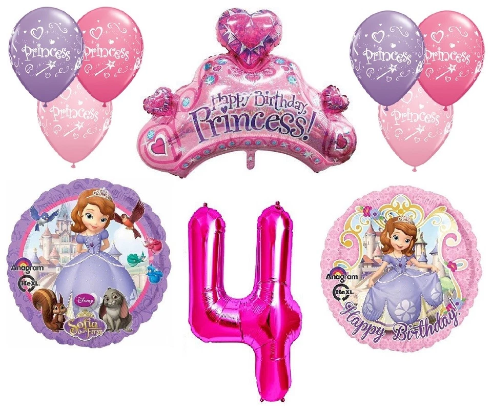 Suprimentos para decoração de balões de festa de feliz aniversário Sofia the First 4th Disney - Imagem 1 de 1