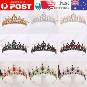 Wedding Hair Accessories Baroque Rhinestone Crystal Crown Hair Tiara Headdress - Picture 1 of 25