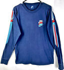 VINTAGE NIKE Triple Swoosh Spell Out T Shirt 70s 80s Blue Tag Med 39" Chest